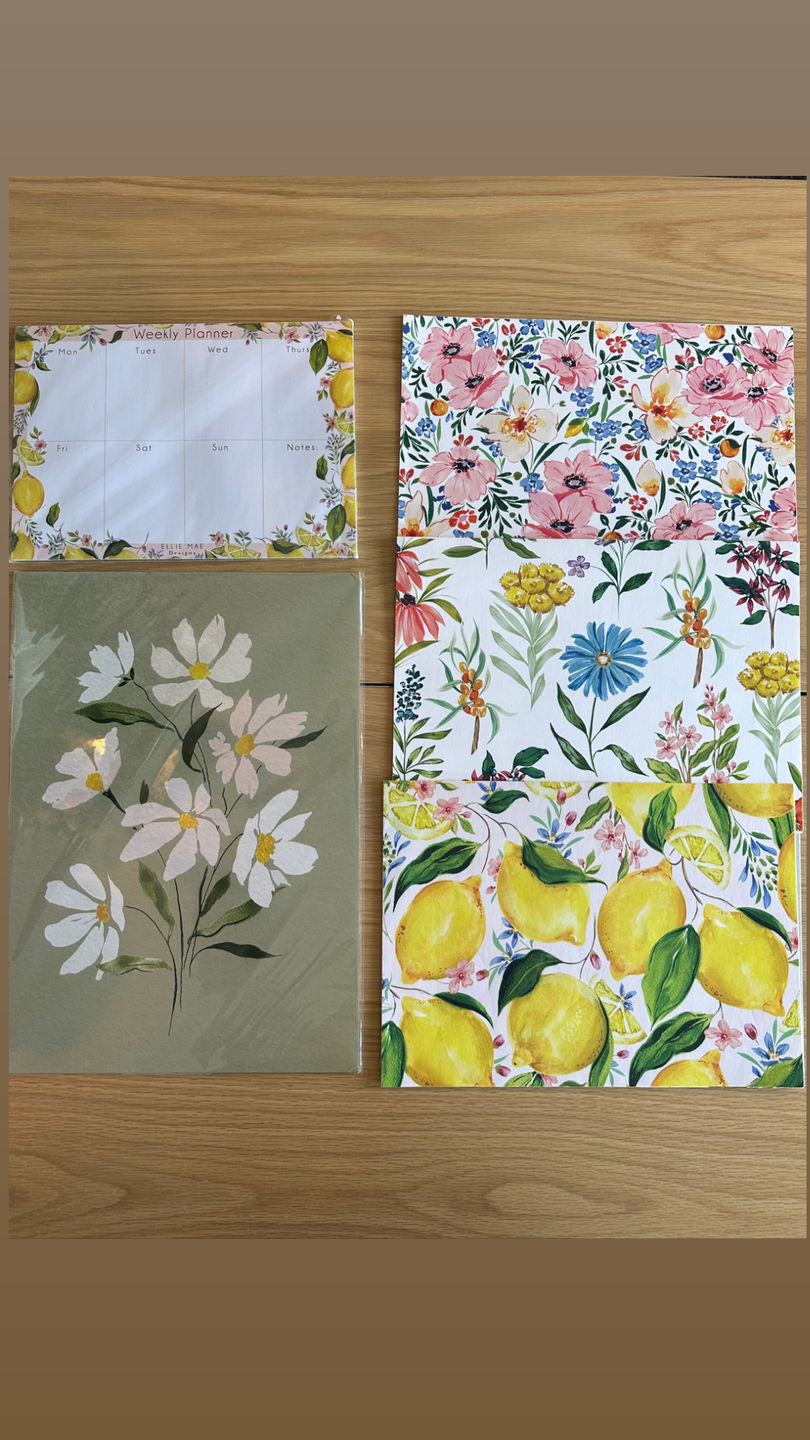 Customer photo review of Painterly Blooms Wrapping Paper Sheet