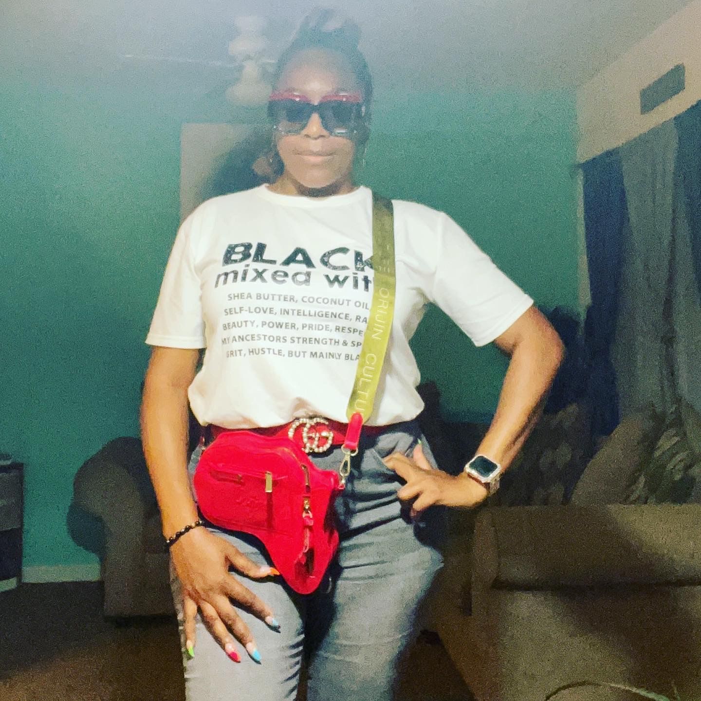 Customer photo review of Africa Fanny Pack/ CrossBody Bag - Red Leather