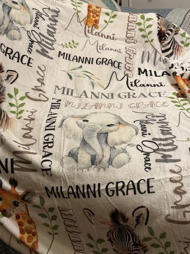 Customer photo review of Free Shipping✈️ Safari Name Custom Baby Blanket