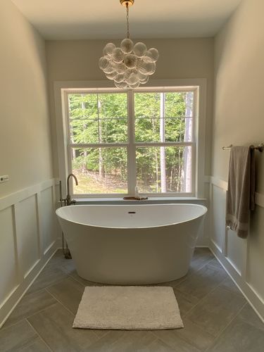 Customer photo review of Modern Luxe Swirled Glass Globe Bubble Chandelier