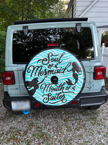 Customer photo review of Custom Spare Tire Cover for Jeep, RV, Bronco Camper, Trailer, & More