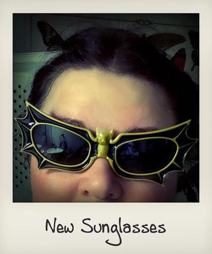 Customer photo review of Vampira® Bat Glasses in Gold/Black by La Femme en Noir