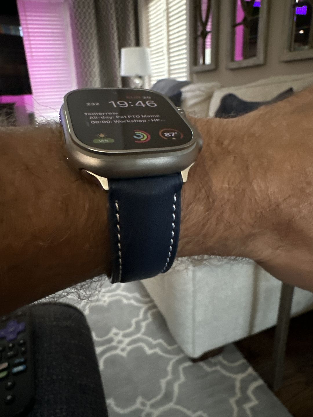 Customer photo review of Le Petit Prince x Bluebonnet Italian Leather Apple Watch Band - Midnight Blue