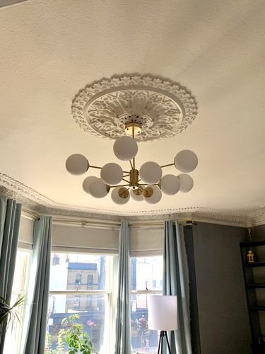 Customer photo review of 12-Light Two-tier Sputnik Opal Globe Chandelier
