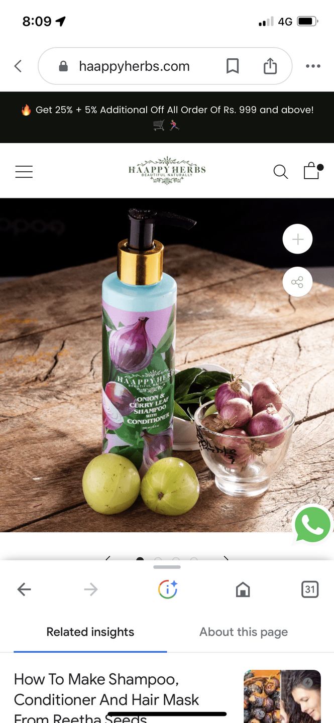 Customer photo review of Onion & Curry Leaf Shampoo With Conditioner