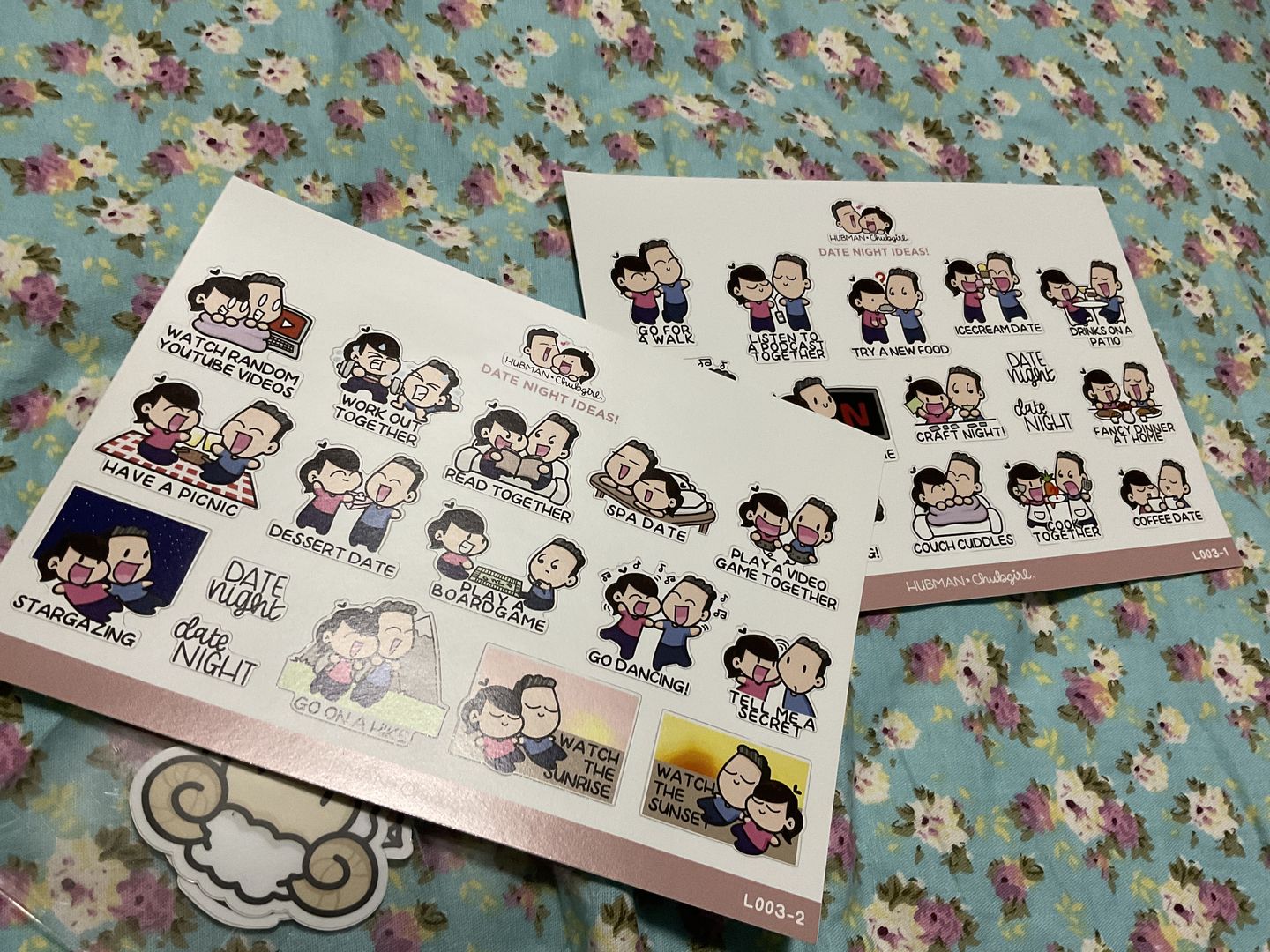 Customer photo review of Date Night Ideas Sticker Set