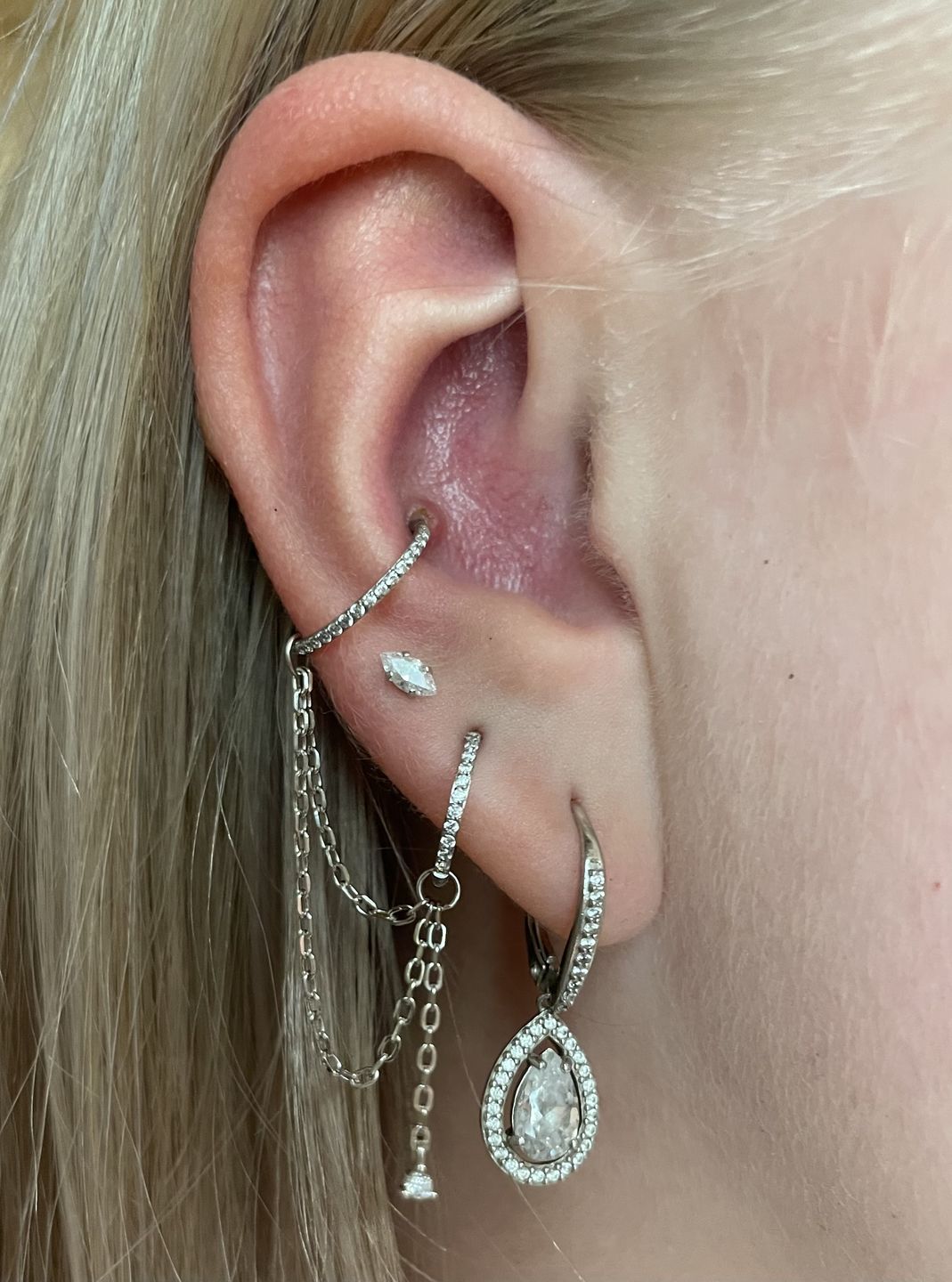 Customer photo review of Layered Drop Chain Charm