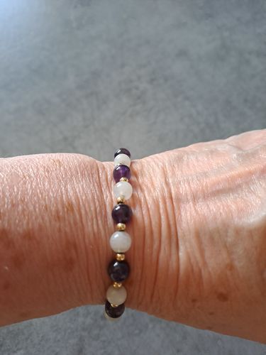 Customer photo review of Bracelet Amincissant en Améthyste et Pierre de Lune | Or fin