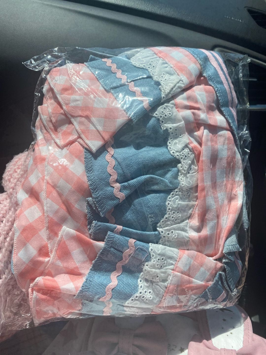 Customer photo review of Gingham & Denim Ruffled Skirt