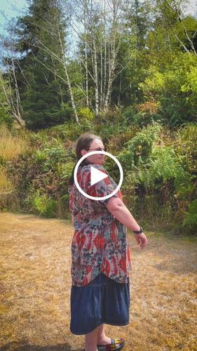 Customer video review of Plus Size -Red Ramie Floral Vintage Women Print Casual Shirt