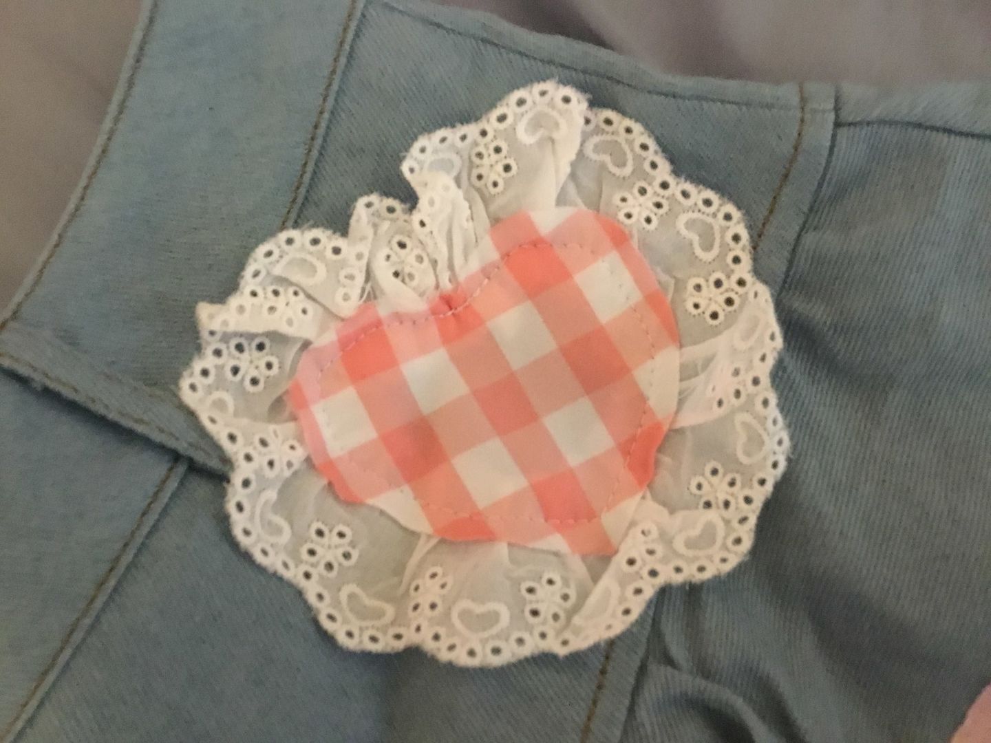 Customer photo review of Gingham & Denim Ruffled Skirt