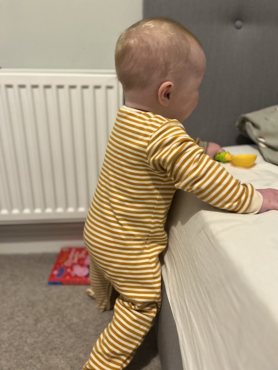 Customer photo review of Red & Blue Striped Organic Babygrow Set - 2 Pack