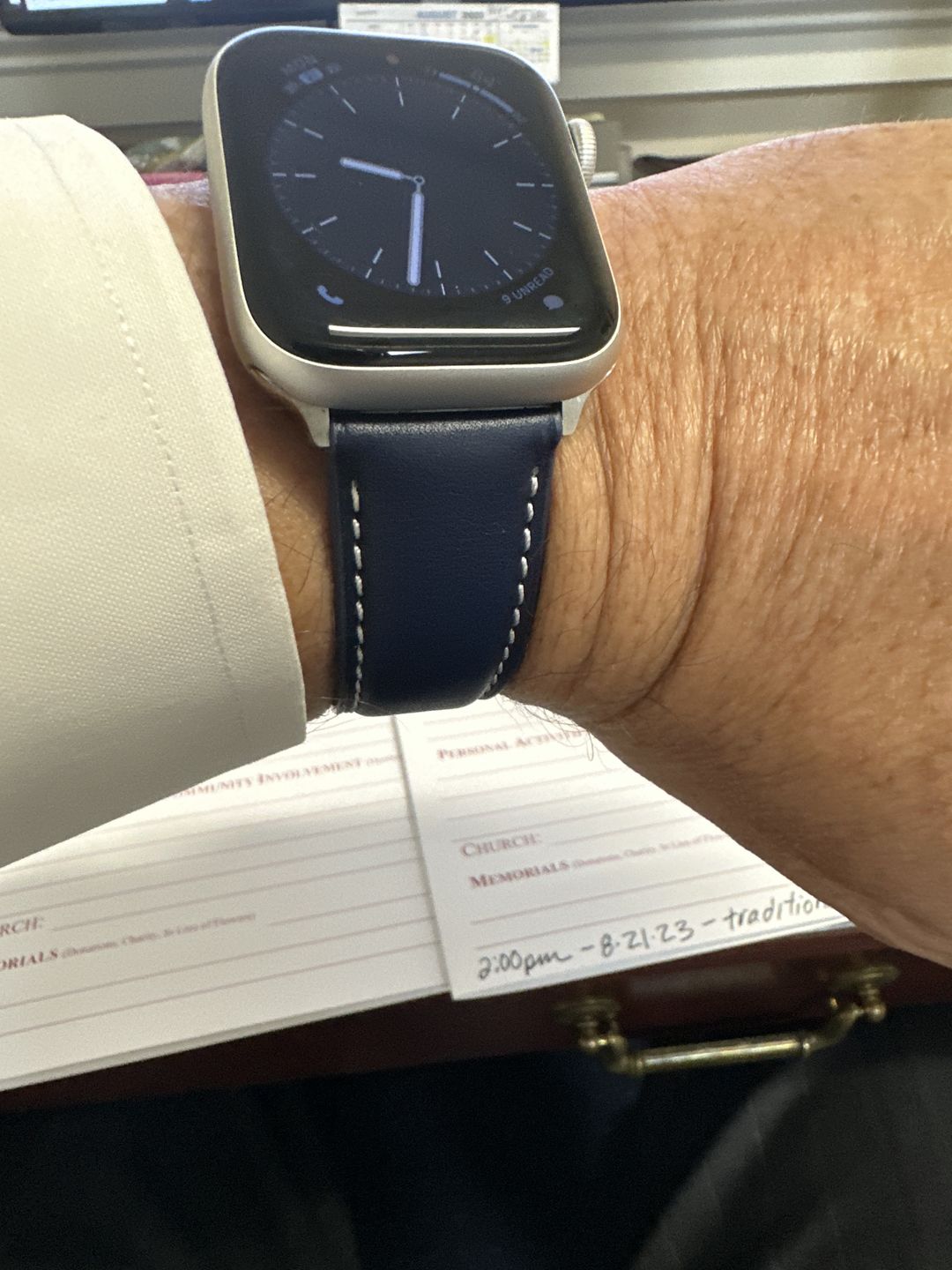 Customer photo review of Le Petit Prince x Bluebonnet Italian Leather Apple Watch Band - Midnight Blue