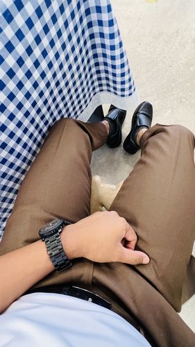 Customer photo review of Trousers With Belt Loop - Mocha Brown Plain (Stretchable)
