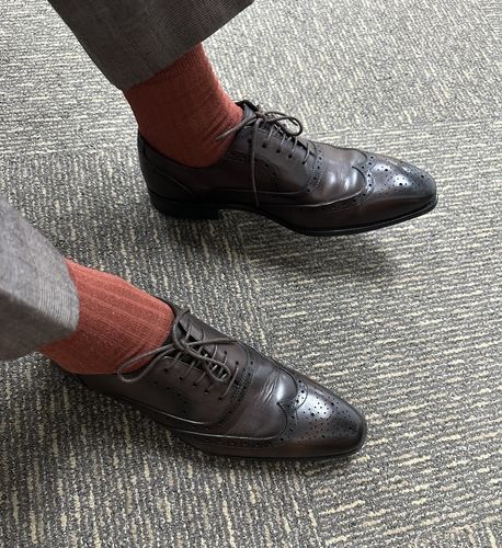 Customer photo review of Oxford Brogue Wingtip - Dark Brown Patina Lace Up (Chisel Toe)