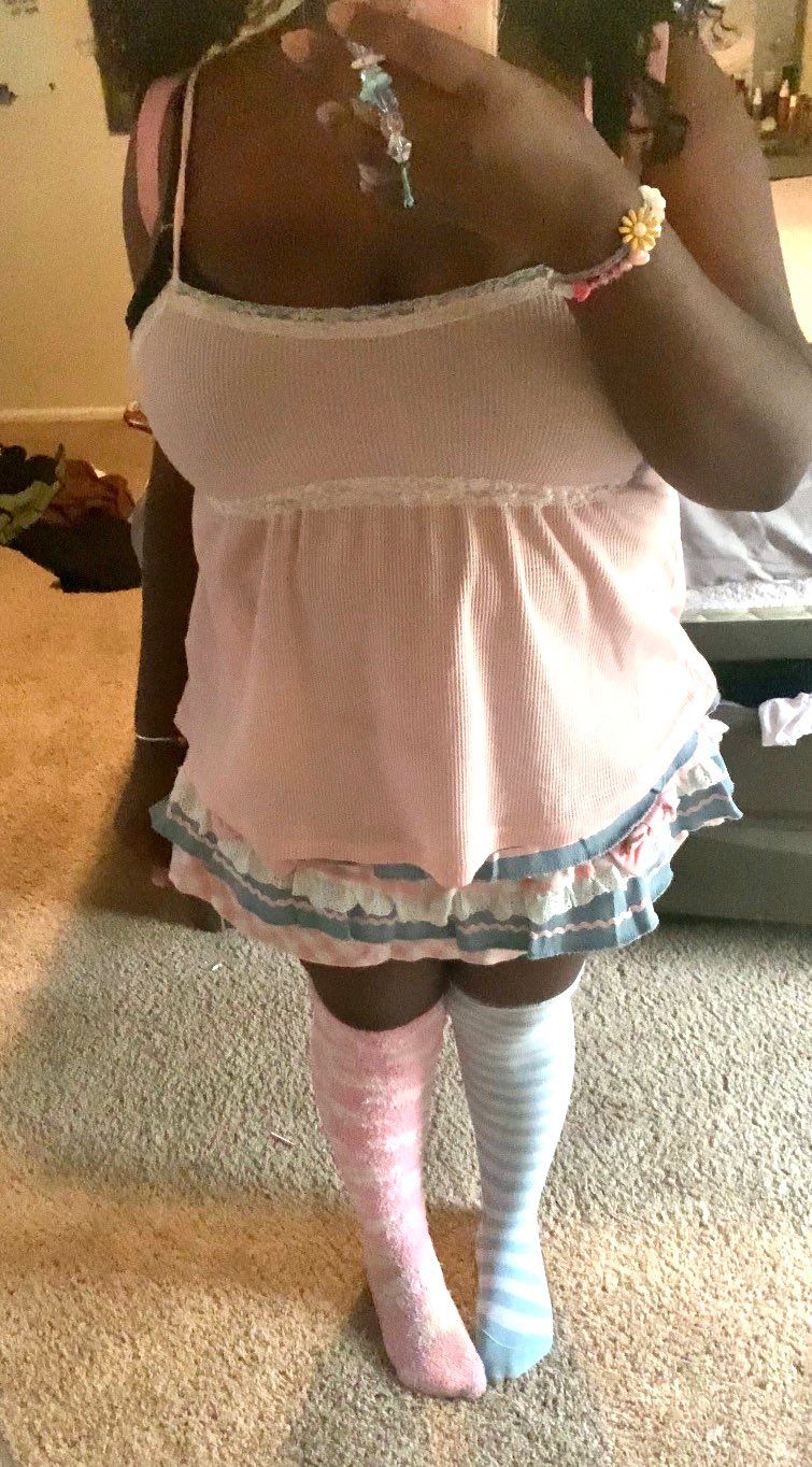 Customer photo review of Gingham & Denim Ruffled Skirt