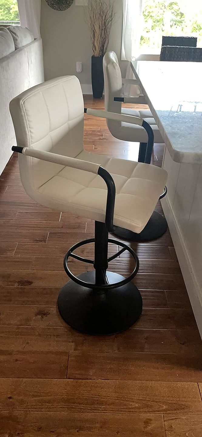 Customer photo review of Adjustable Square Bar Stools with Arm Rest (Set of 2)