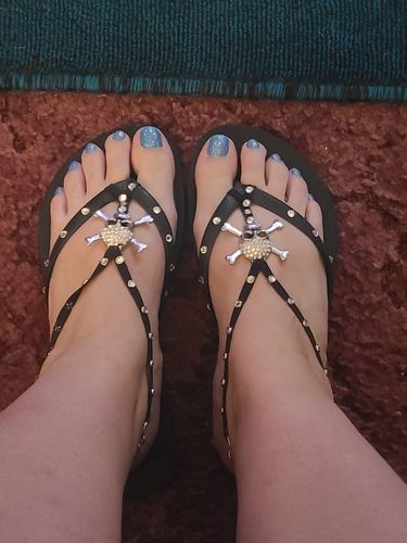 Customer photo review of Just Love Skulls Flip Flops
