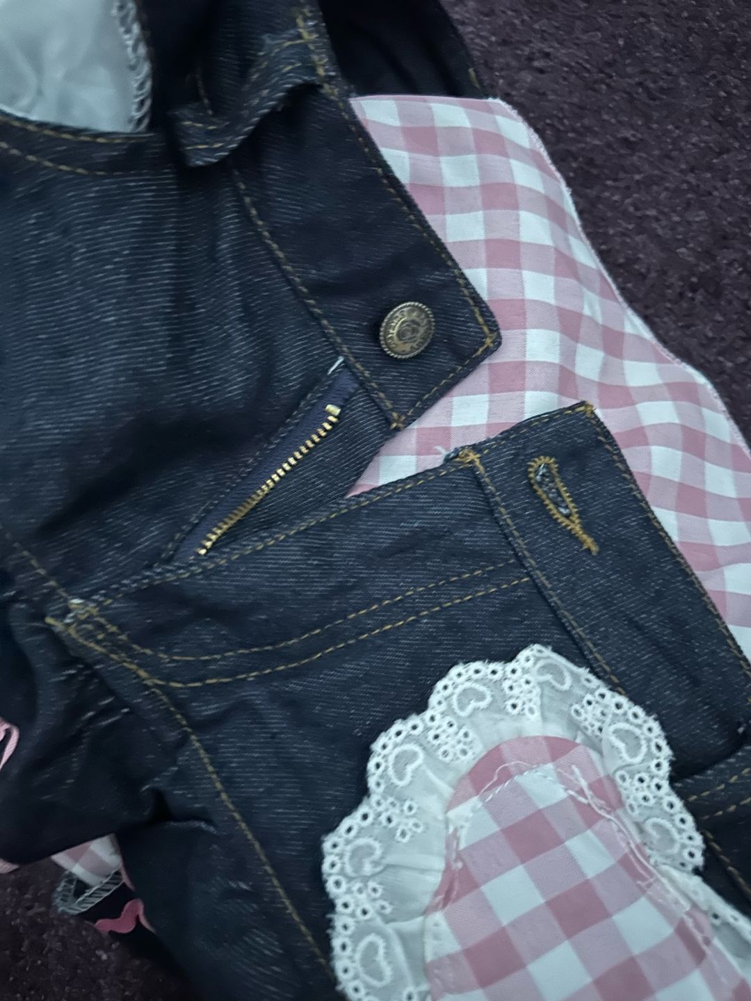 Customer photo review of Gingham & Denim Ruffled Skirt