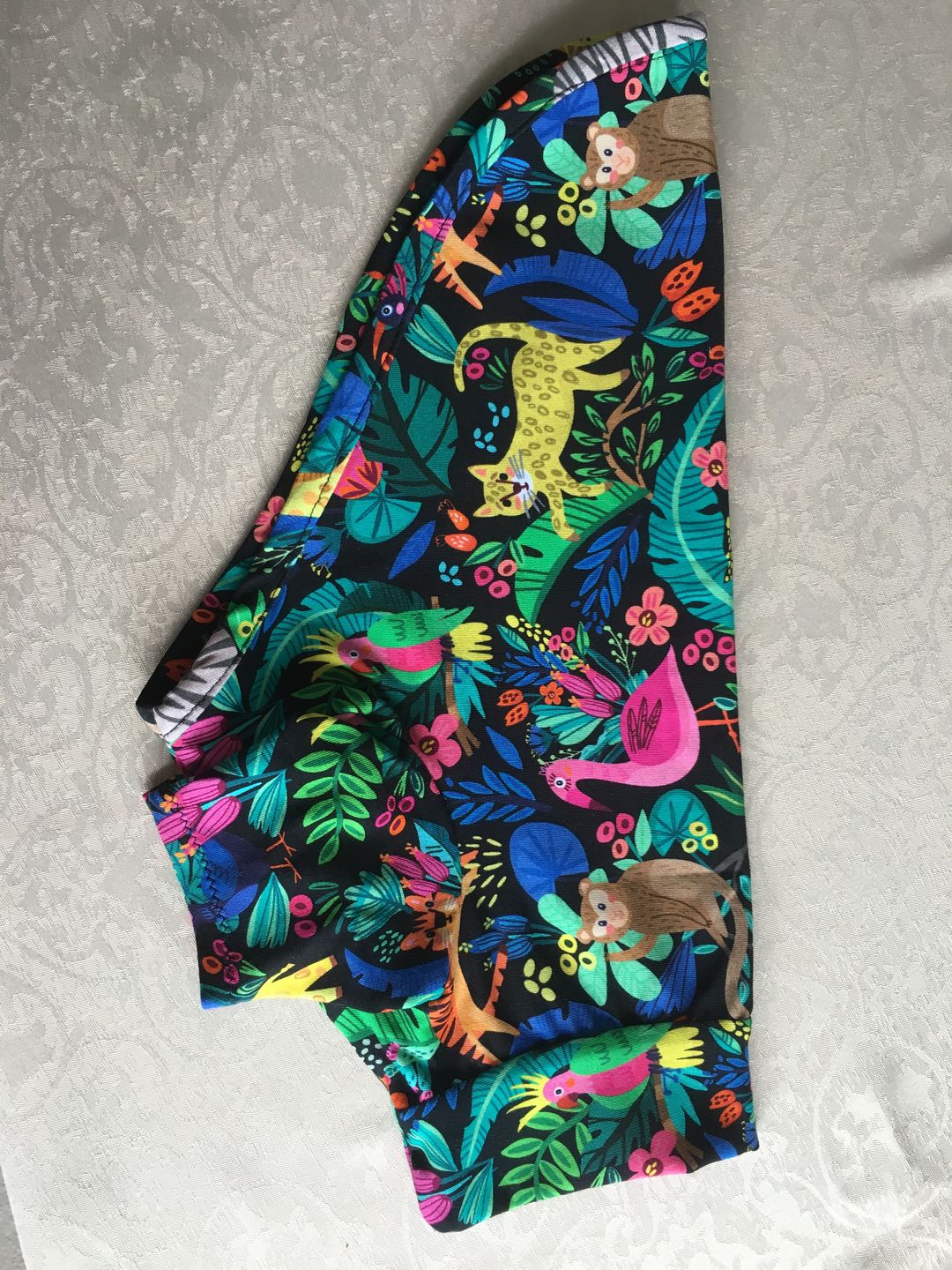 Customer photo review of Animal Jungle on Black French Terry Fabric