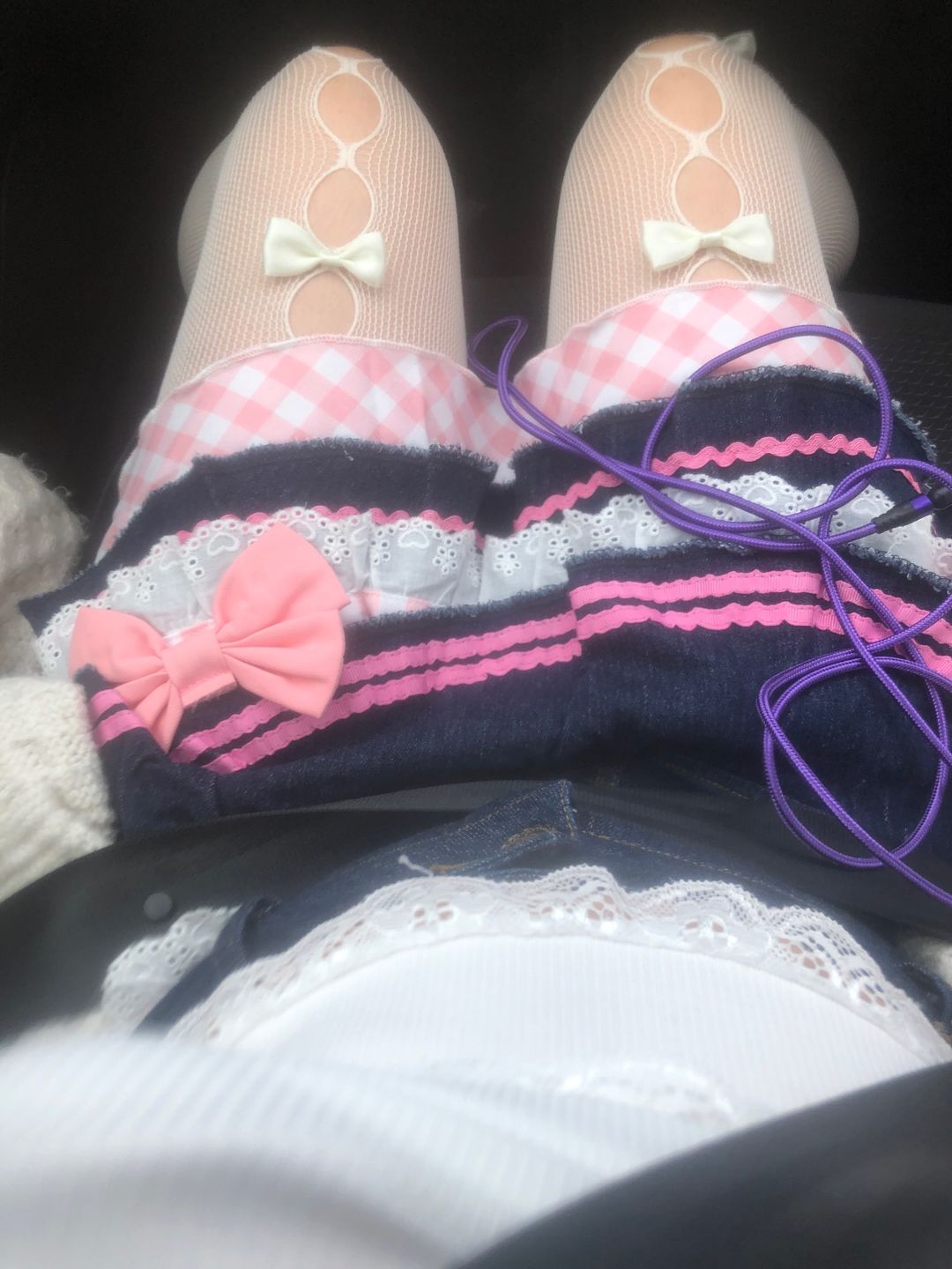 Customer photo review of Gingham & Denim Ruffled Skirt