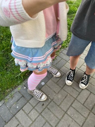 Customer photo review of Gingham & Denim Ruffled Skirt