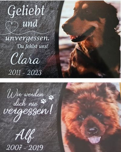 Customer photo review of Hunde Gedenktafel mit Foto & Spruch