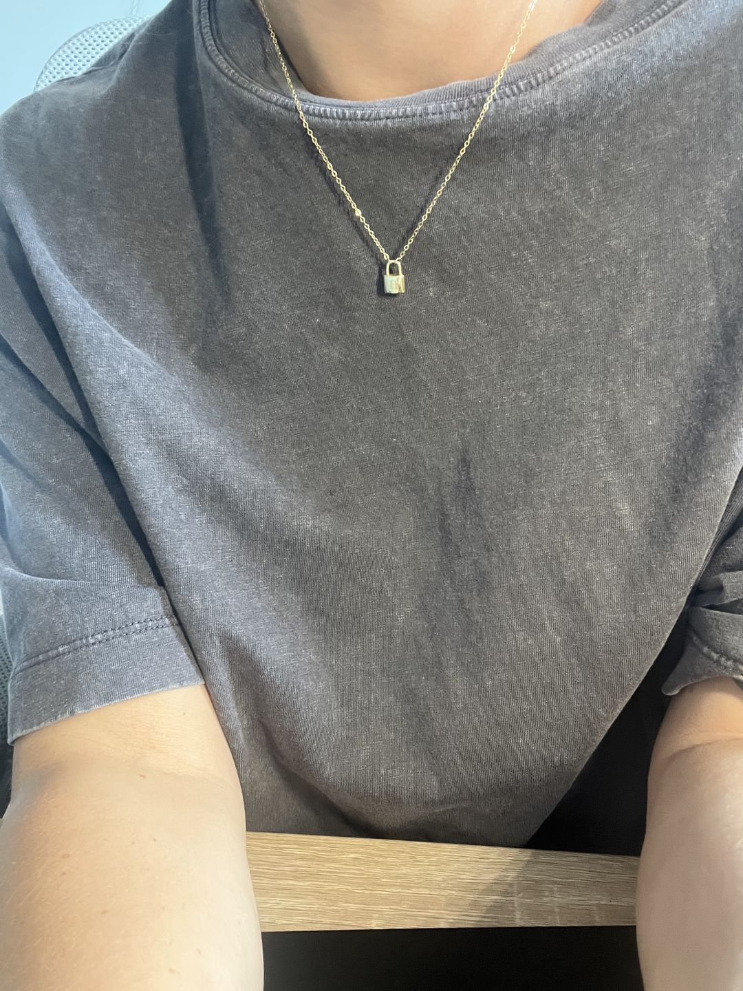 Customer photo review of Padlock Initial Letter Necklace