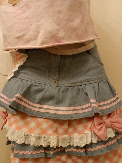 Customer photo review of Gingham & Denim Ruffled Skirt