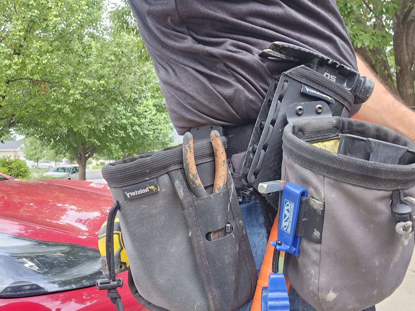 Customer photo review of Jolly Roger | Clip-on Hammer and Tool Holster
