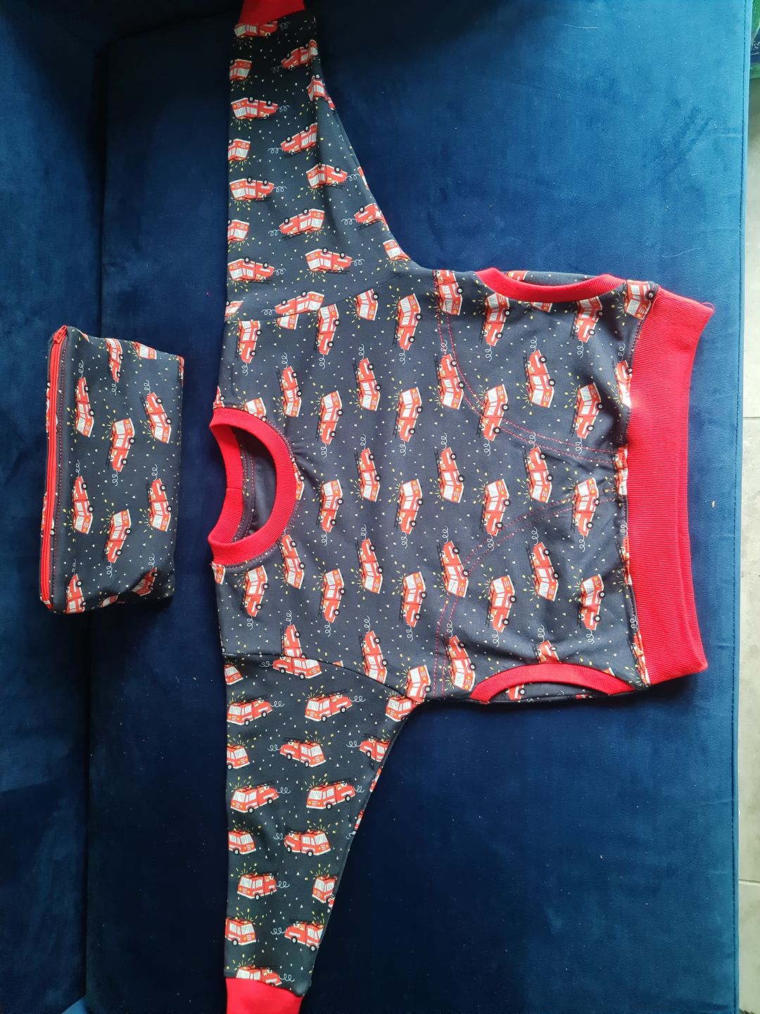 Customer photo review of Fire Engines Cotton Jersey Fabric
