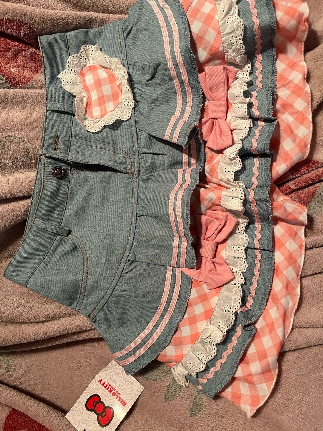 Customer photo review of Gingham & Denim Ruffled Skirt