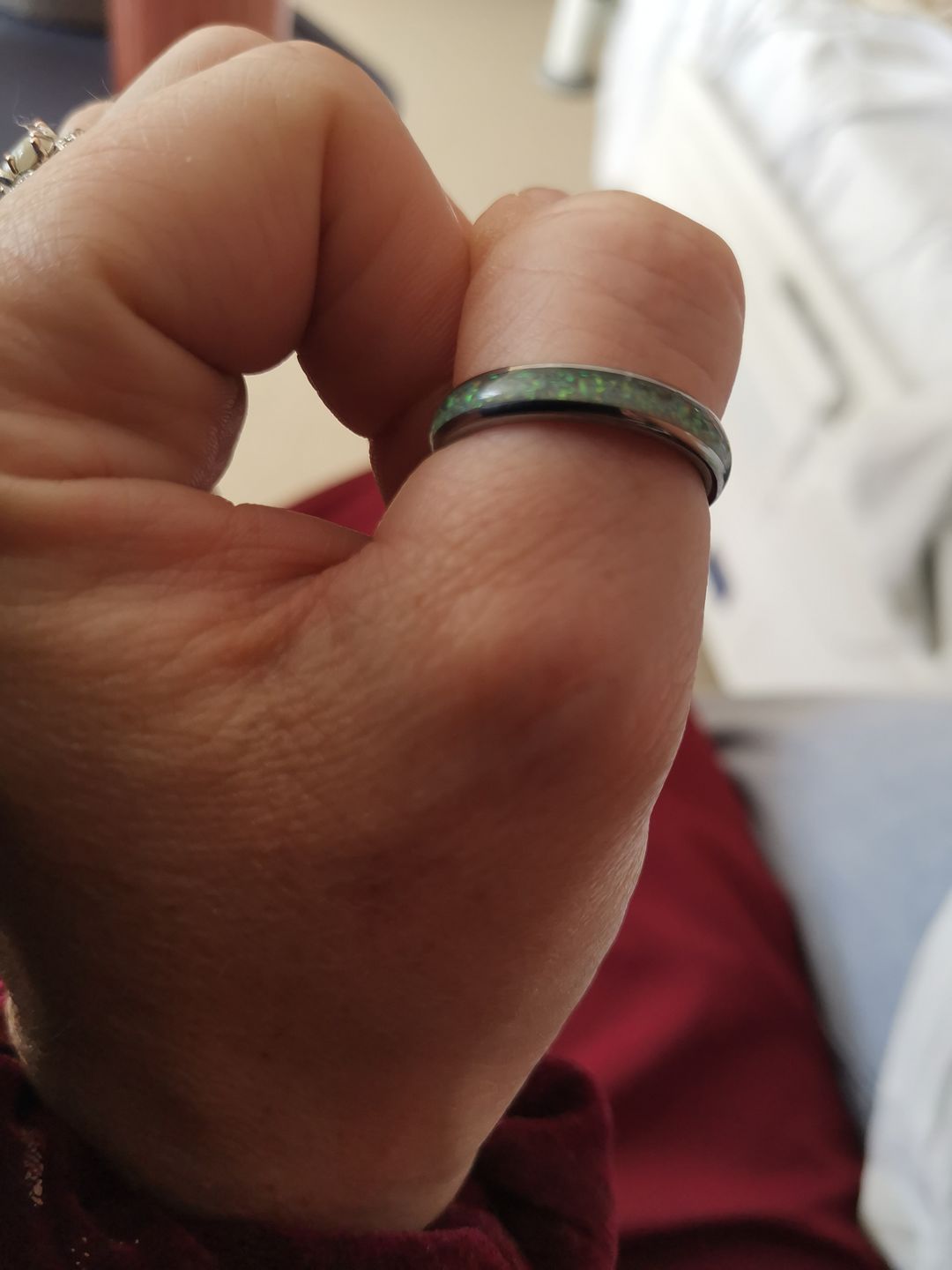 Customer photo review of The White Opal 4mm Wonder Ring