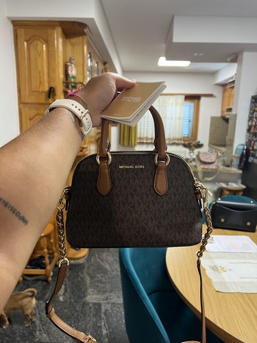 Customer photo review of Veronica Extra-Small Logo Crossbody Bag (BRN/ACORN)