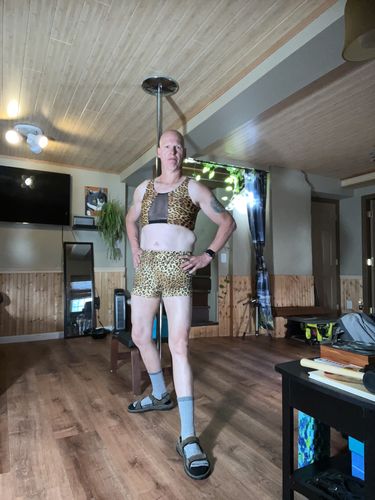 Customer photo review of Leopard Print Mesh Crop Top