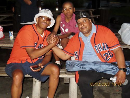 Customer photo review of Custom Orange Navy-White Baseball Jersey