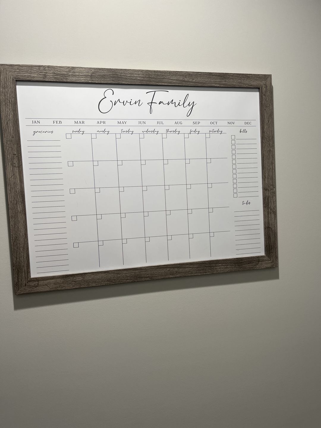 Customer photo review of Monthly Framed Whiteboard Calendar + 3 sections | Horizontal Pennington