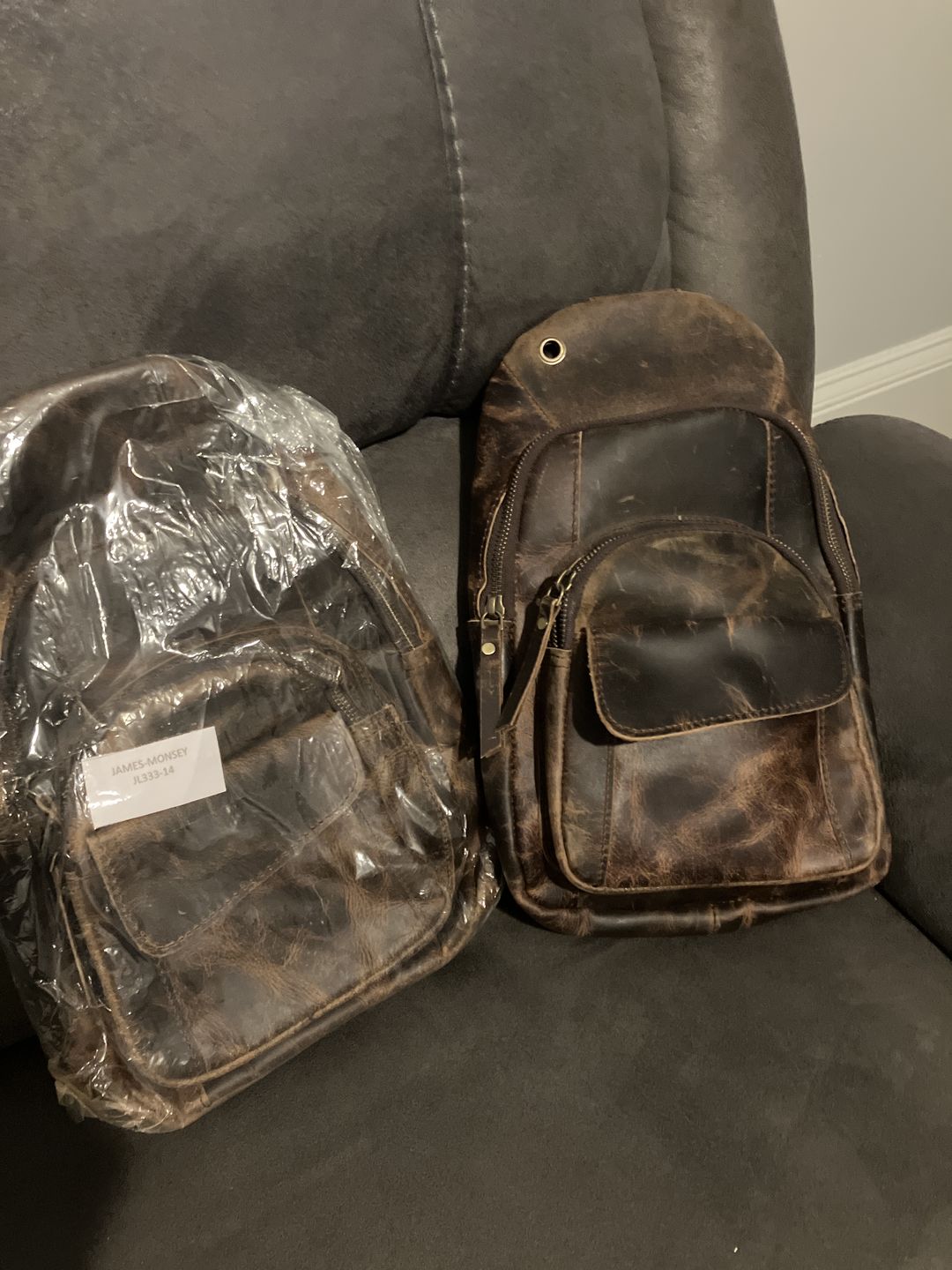 Customer photo review of Cowhide Leather Sling Bag