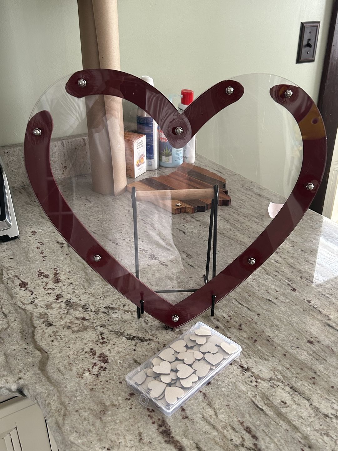 Customer photo review of Unfinished Wood Border Hollow Frame Heart Silhouette - Craft- up to 24" DIY