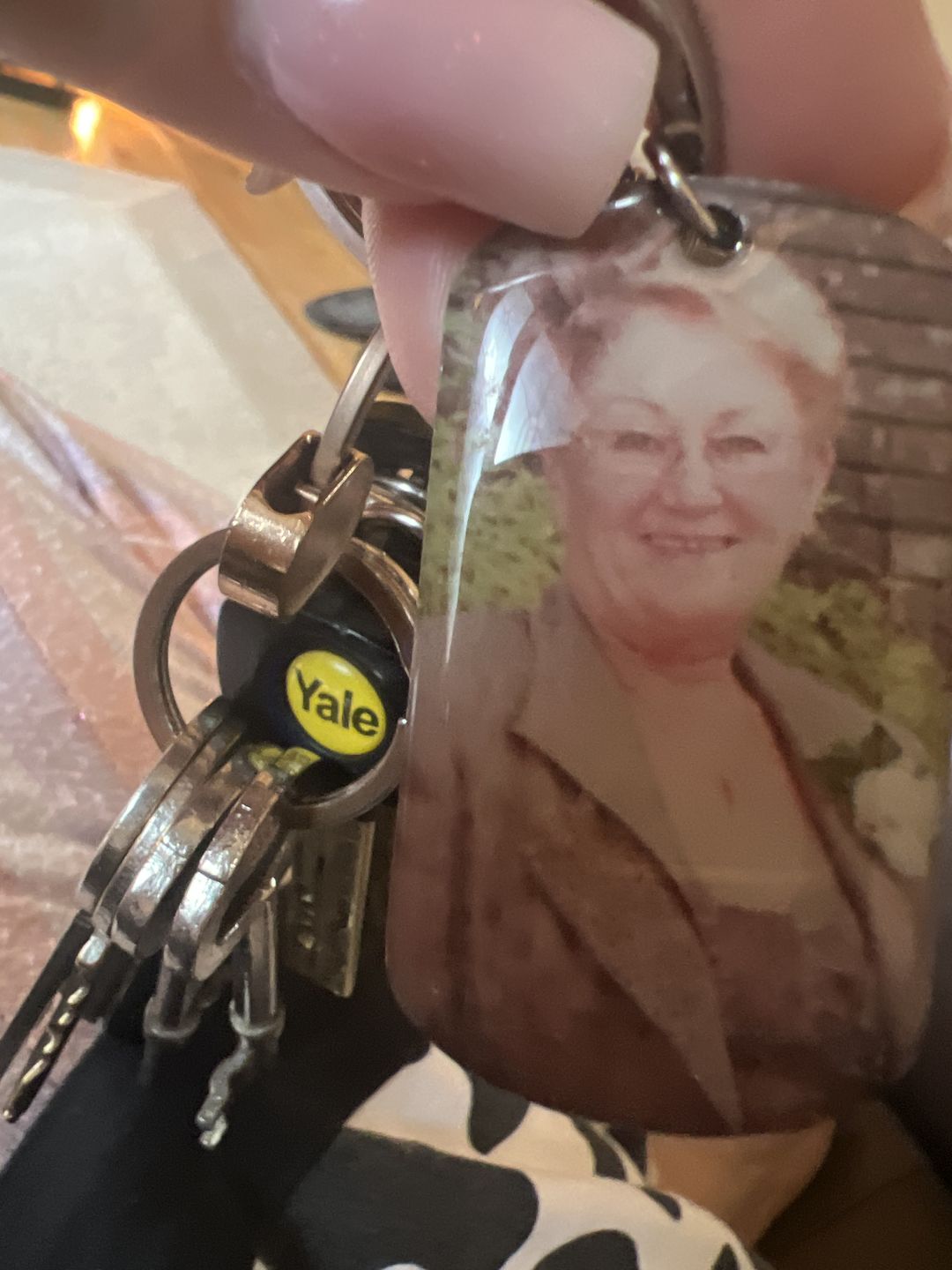 Customer photo review of I Will Carry You With Me Until, Personalized Keychain, Memorial Gifts, Custom Photo