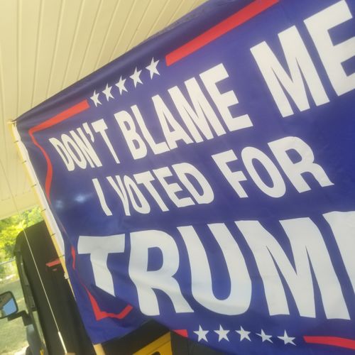 Customer photo review of All Aboard The Trump Train 2024 Flag