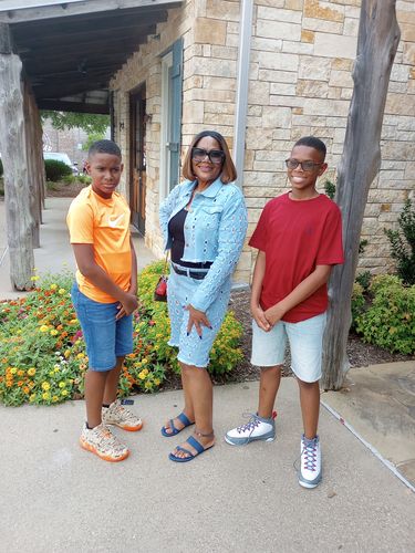 Customer photo review of Denim Cutout Jacket & Shorts Set--Clearance