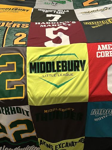 T-shirt quilt featuring middlebury thunder by Elaine from IN