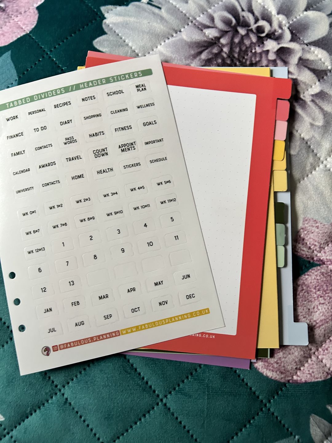 Customer photo review of Tabbed Dividers Organiser Inserts