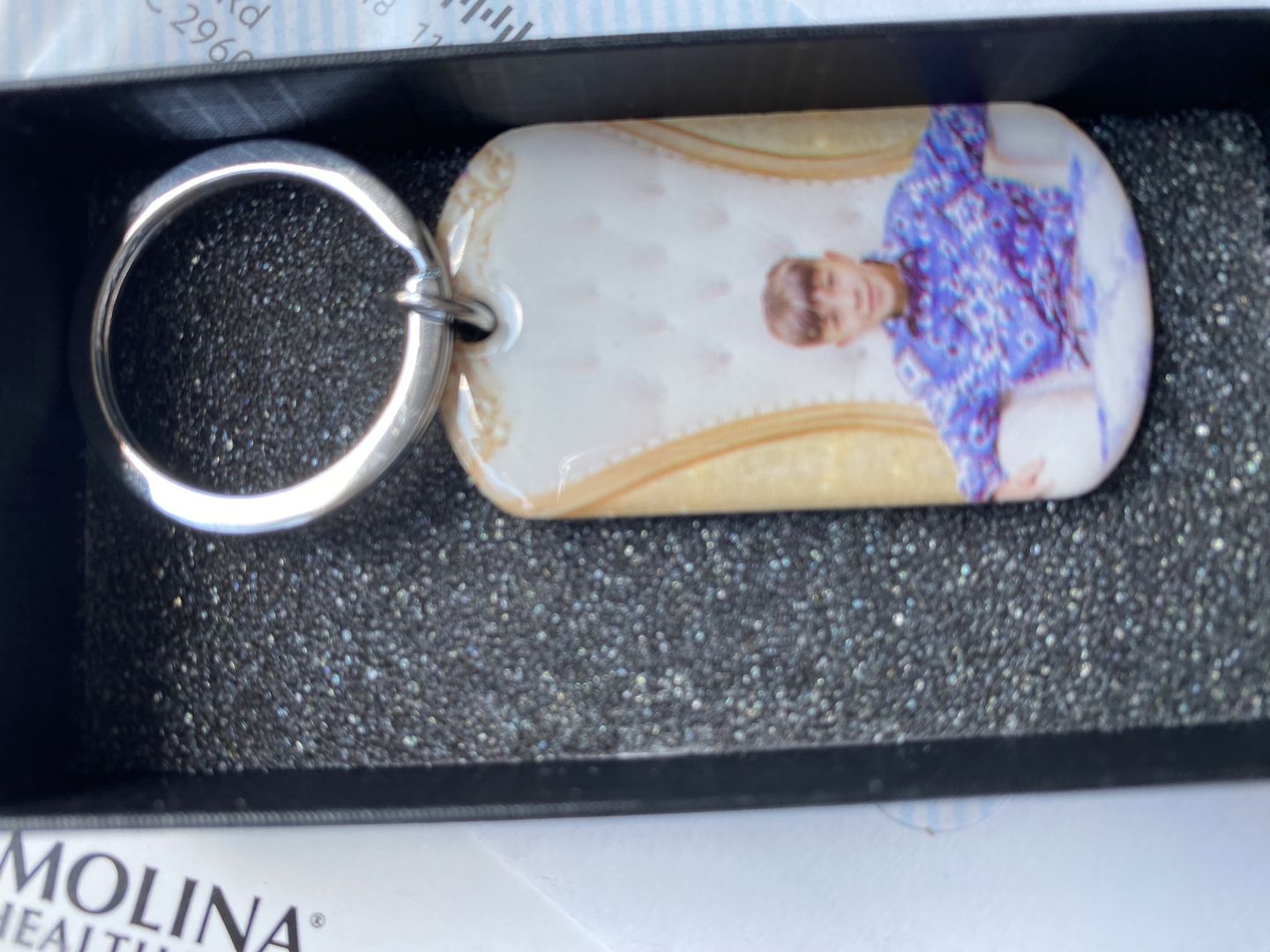 Customer photo review of I Will Carry You With Me Until, Personalized Keychain, Memorial Gifts, Custom Photo