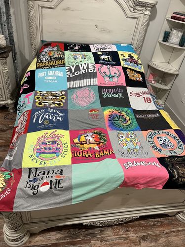 T-shirt quilt with beach, travel themes by Kandace  from AL