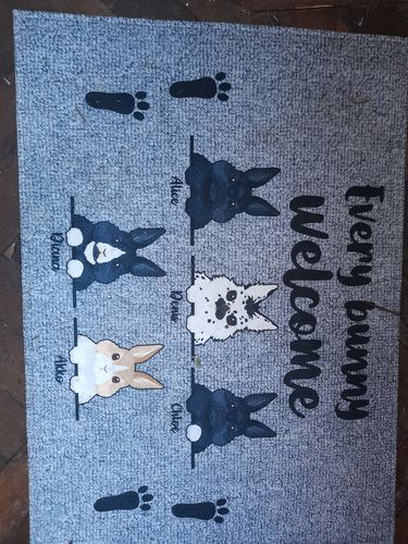 Customer photo review of Every bunny welcome - Personalised doormat