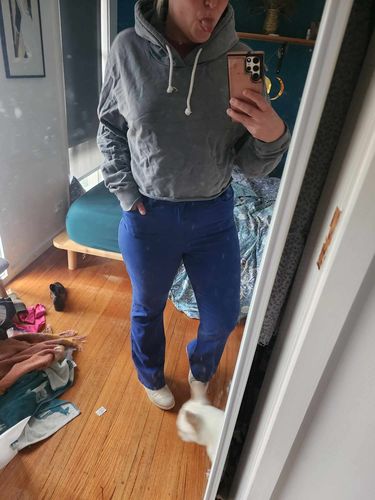 Customer photo review of Impact Flare Fit Jeans - Cobalt