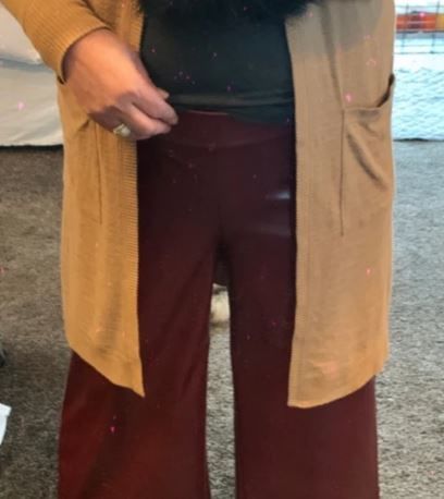 Customer photo review of Burgundy Stretch Faux Leather
