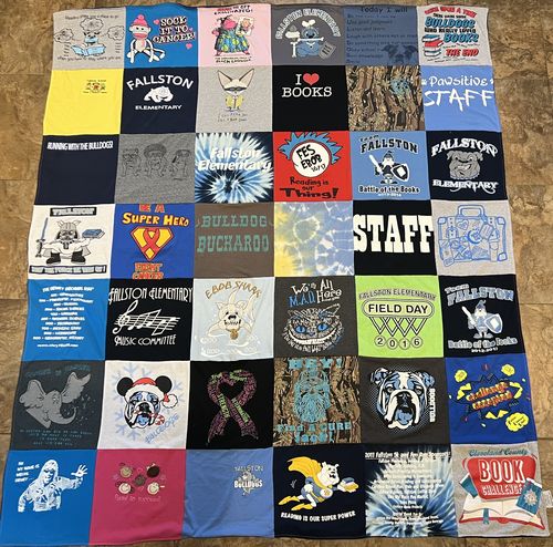 T-shirt quilt featuring fallston elementary bulldogs by Elizabeth  from NC